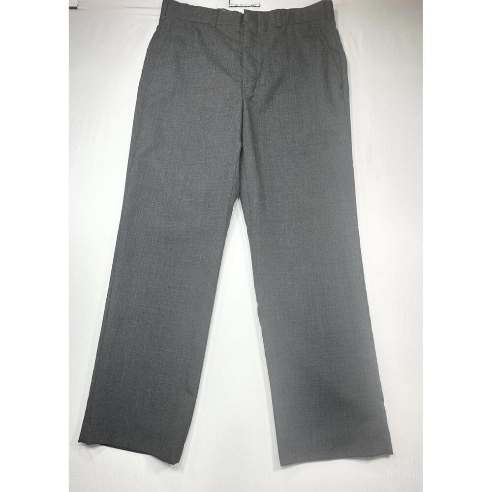 London Fog Flat Front Polyester/Wool Dress Pants Gray 34/30